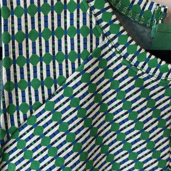 Anthropologie MAEVE Green and White Geometric Mini Dress - Picture 3 of 8